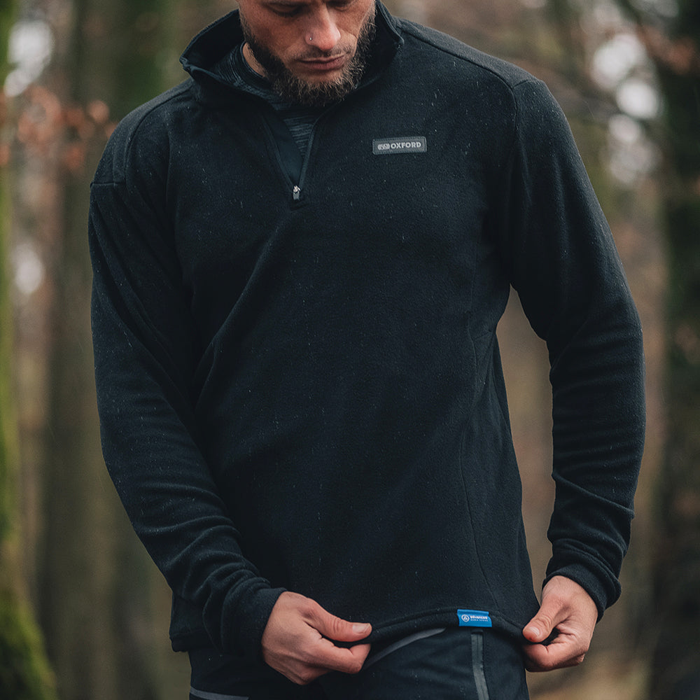 Oxford Advanced Micro Fleece 1/2 Neck MS Top Black