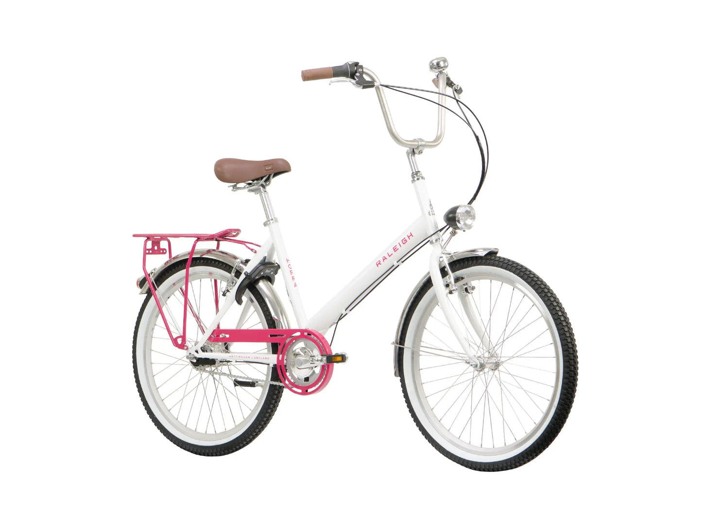 Raleigh Hoppa Womens Hybrid Bike 2023 in White & Pink / Purple & Teal