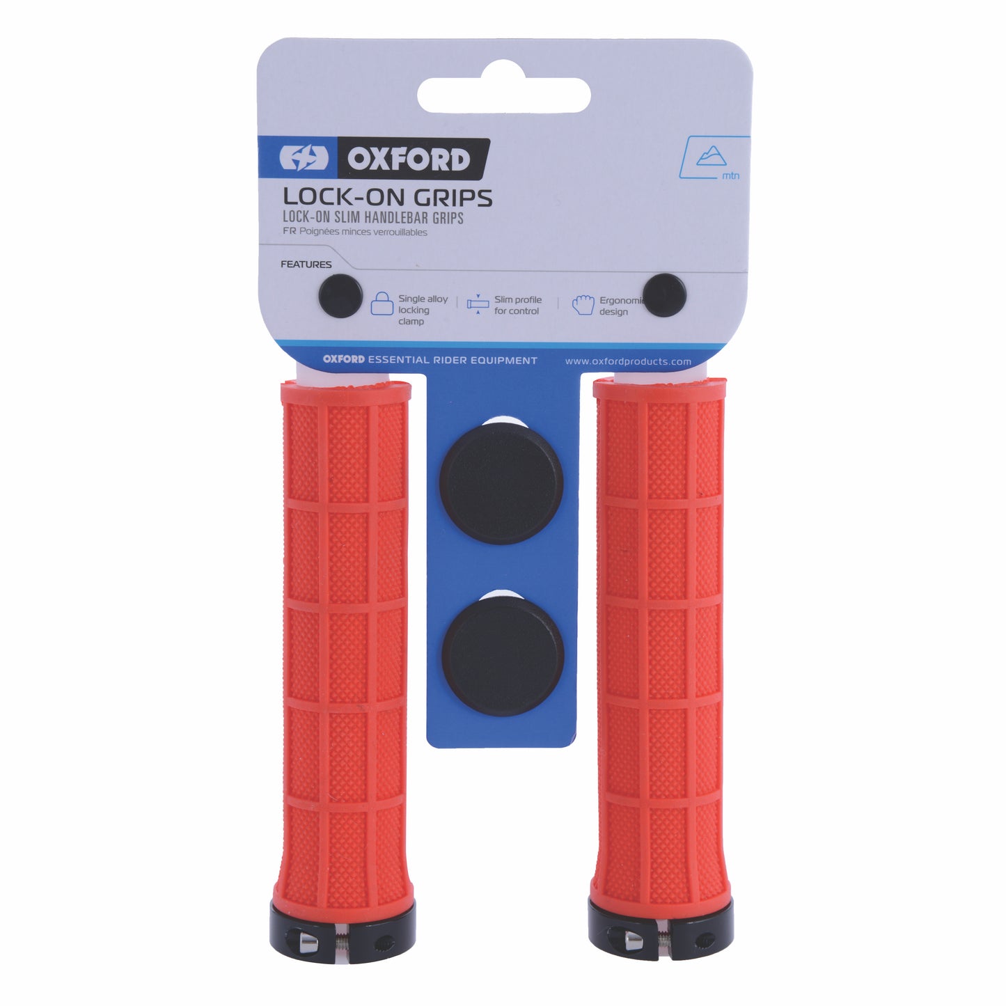 Oxford Lock On Slim Grips Red